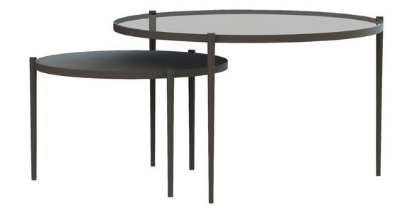 COUCHTISCHSET ESG 70/70/42 cm rund Grau, Schwarz  - Schwarz/Grau, Design, Glas/Metall (70/70/42cm) - Carryhome