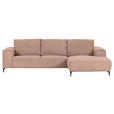 ECKSOFA  in Cord Altrosa  285/170 cm  - Schwarz/Altrosa, KONVENTIONELL, Textil/Metall (285/170cm) - Carryhome