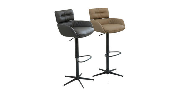 BARHOCKER in Schwarz  - Schwarz, Design, Leder/Metall (54/105/53cm) - Dieter Knoll