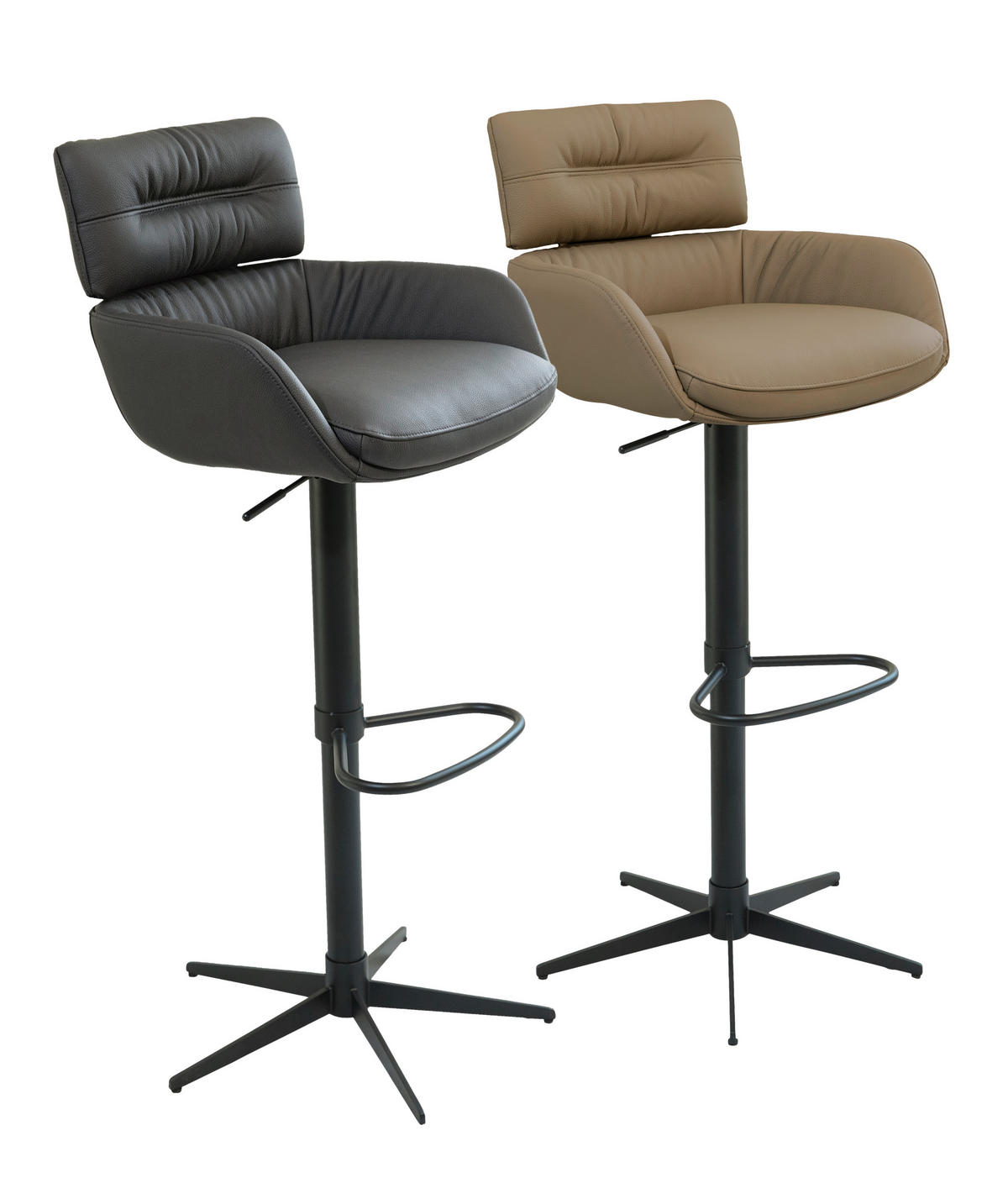 BARHOCKER Metall, Leder Schwarz  - Schwarz, Design, Leder/Metall (54/105/53cm) - Dieter Knoll
