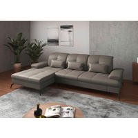 ECKSOFA in Vliesstoff Kombination Echtleder/Stoff Grau  - Schwarz/Grau, Konventionell, Leder/Textil (185/279cm) - Sit & More