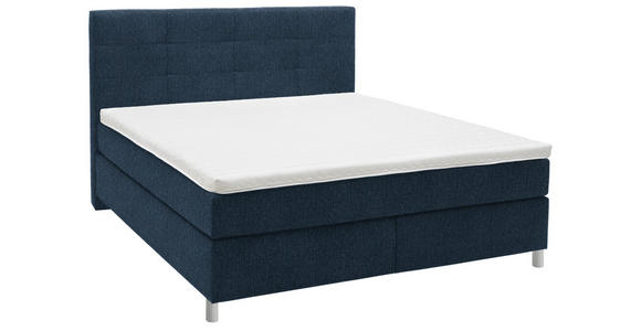 BOXSPRINGBETT 180/200 cm in Blau - Chromfarben/Blau, KONVENTIONELL, Kunststoff/Textil (180/200cm) - Voleo