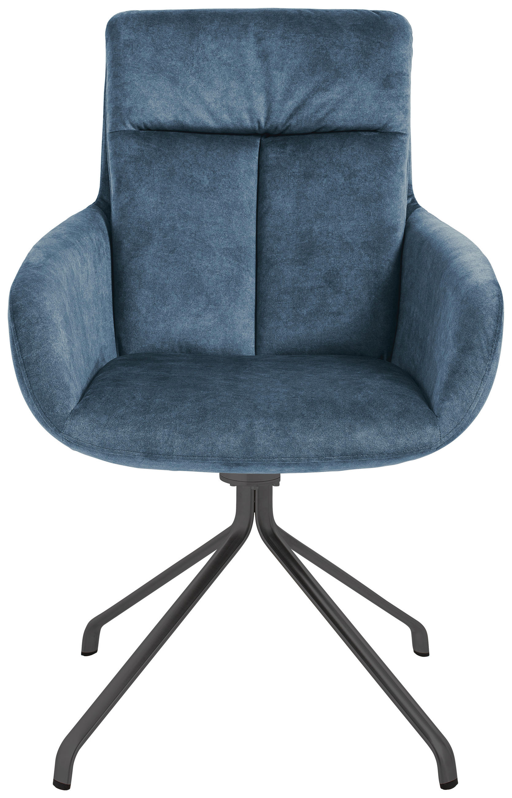 ARMLEHNSTUHL  in Stahl Velours  - Anthrazit/Petrol, Design, Textil/Metall (61/90/64cm) - Venjakob