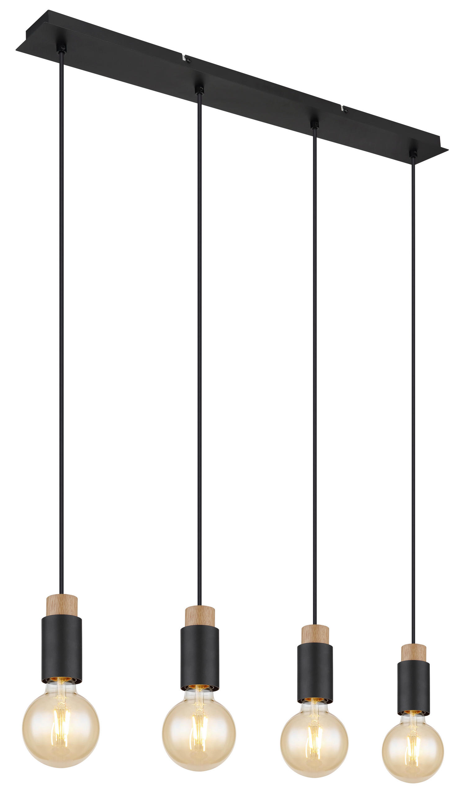 HÄNGELEUCHTE Matti 75/8/120 cm   - Dunkelbraun/Schwarz, Design, Holz/Kunststoff (75/8/120cm) - Globo