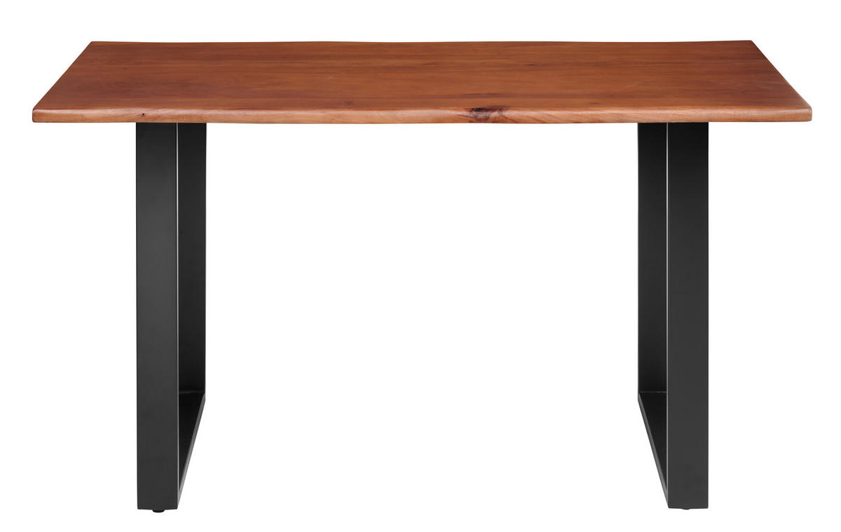 ESSTISCH 160/90/76 cm Echtholz  Holz, Metall gastro- und objekttauglich rechteckig Schwarz, Akaziefarben, Walnussfarben  - Walnussfarben/Schwarz, MODERN, Holz/Metall (160/90/76cm) - P & B