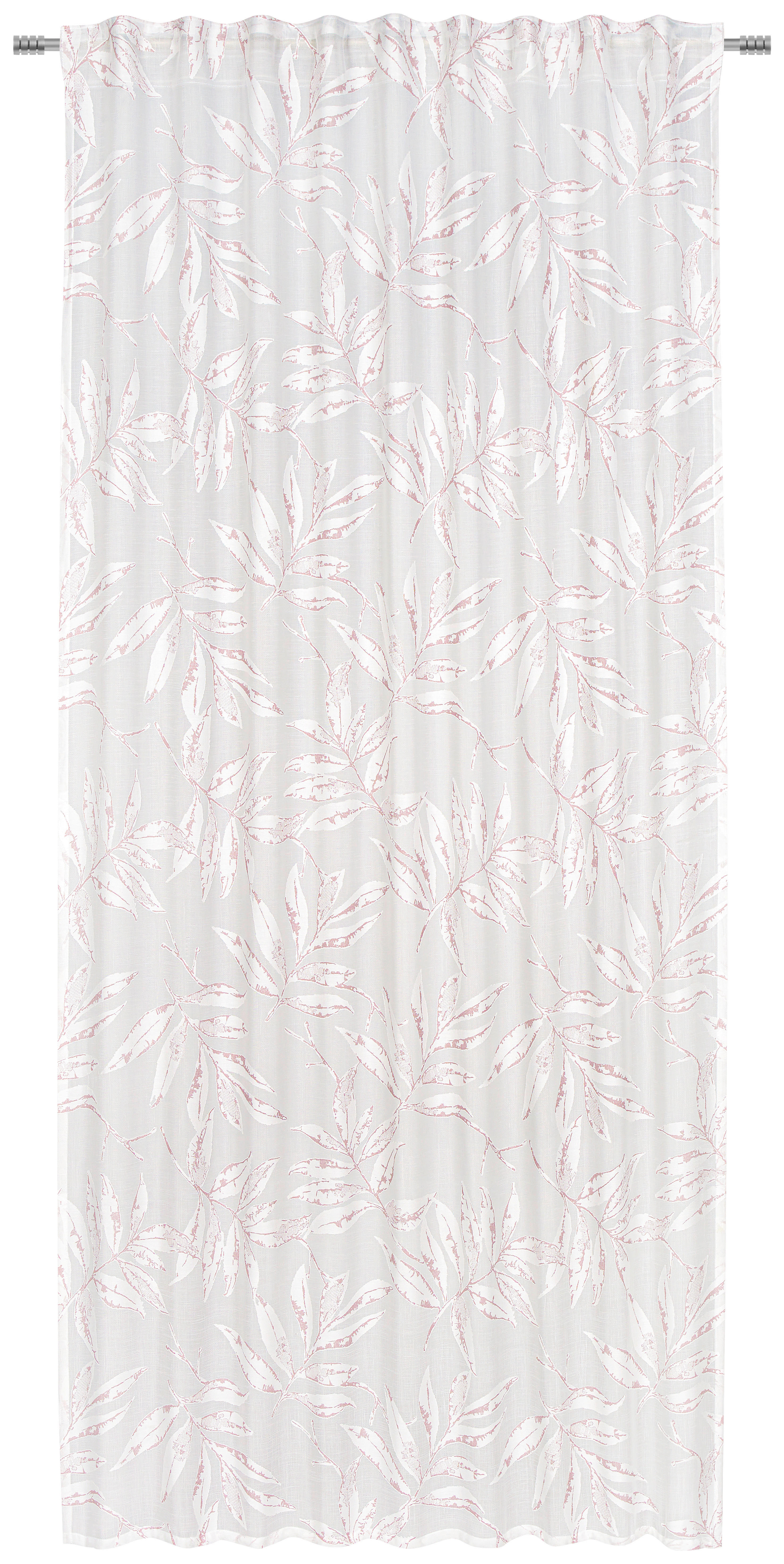 HOTOVÝ ZÁVES, polopriehľadné, 140/245 cm - biela/ružová, Design, textil (140/245cm) - Esposa