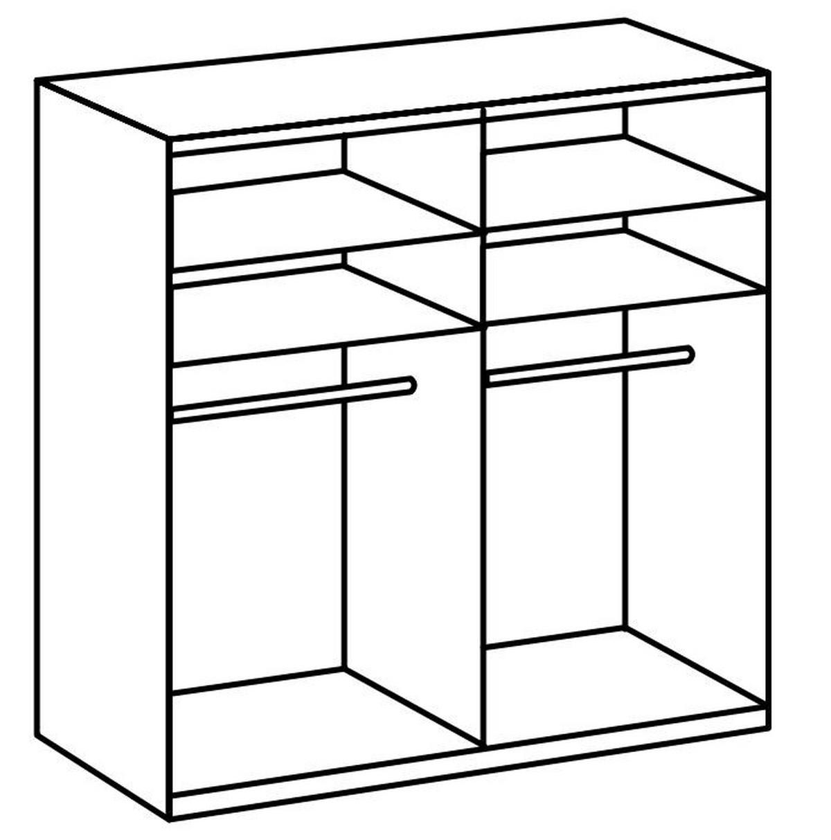 SCHWEBETÜRENSCHRANK in Eichefarben, Weiss  - Chromfarben/Weiss, Modern, Glas/Holzwerkstoff (200/236/65cm) - MID.YOU