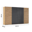 SCHWEBETÜRENSCHRANK 361/223/68 cm 4-türig  - Chromfarben, KONVENTIONELL, Glas/Holzwerkstoff (361/223/68cm) - Novel