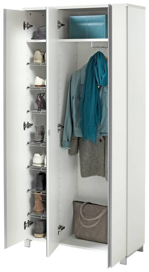 GARDEROBENSCHRANK 89/193/37 cm - Silberfarben/Weiß, Design, Glas/Holzwerkstoff (89/193/37cm)