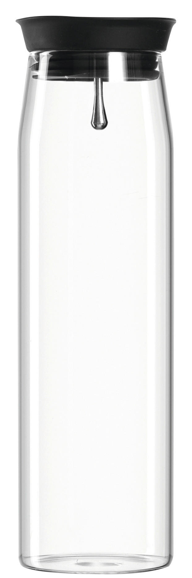 WASSERKARAFFE 1,1 l  Brioso  - Transparent/Schwarz, Basics, Glas/Kunststoff (19,50/31,00/27,50cm) - Leonardo