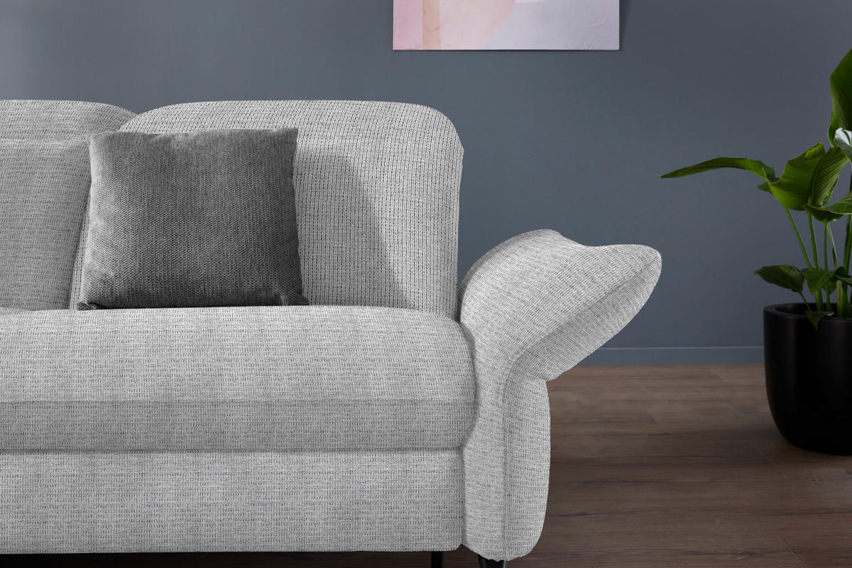 ECKSOFA in Flachgewebe Hellgrau  - Hellgrau/Schwarz, Design, Textil/Metall (233/299-313cm) - Dieter Knoll