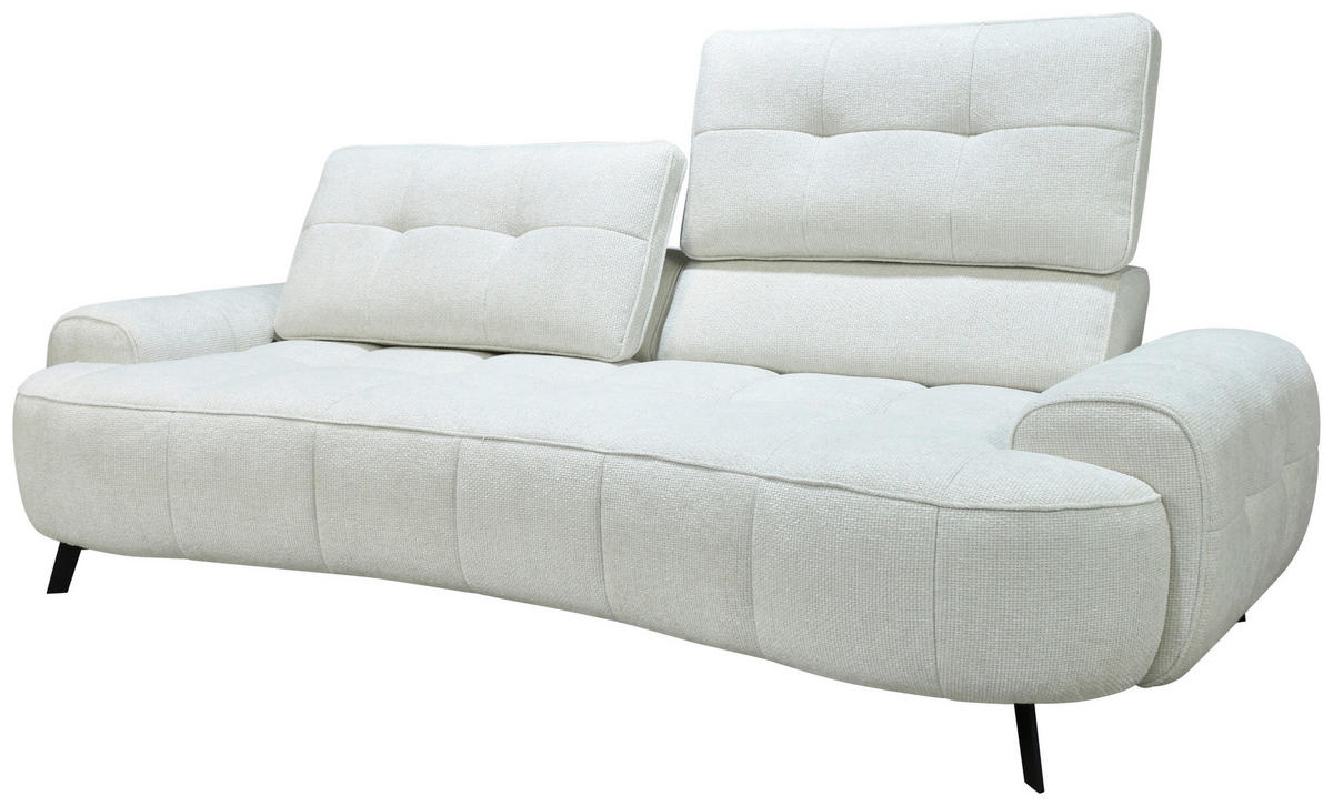2-SITZER-SOFA Chenille Creme  - Creme/Schwarz, Design, Kunststoff/Textil (230/84/104/111/122cm) - Livetastic