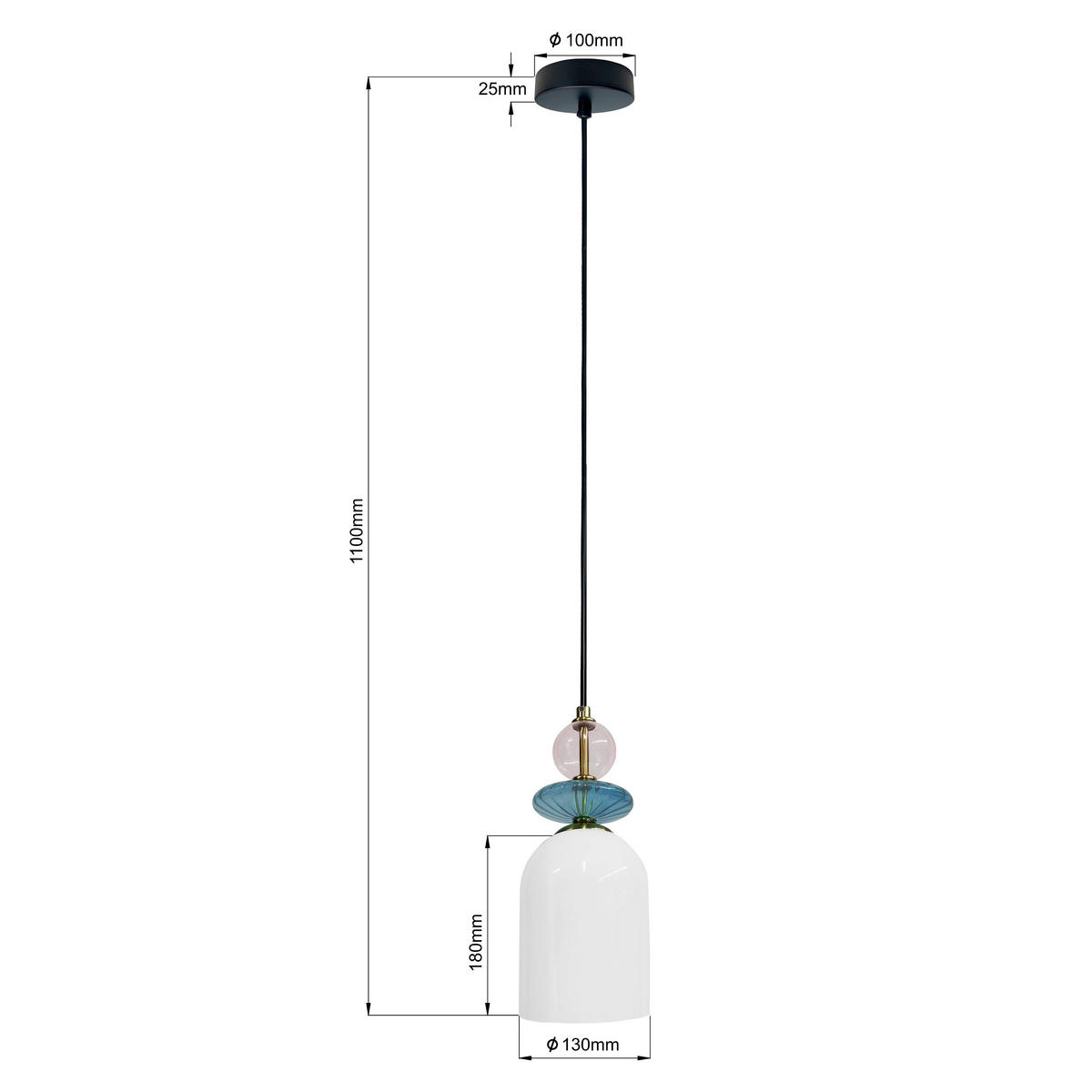 HÄNGELEUCHTE Tropea 110/13/13 cm  - Weiß, Design, Glas (110/13/13cm)