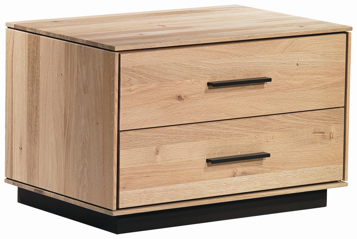 NACHTKÄSTCHEN in massiv Eiche Eichefarben  - Eichefarben/Dunkelbraun, Design, Holz/Metall (65/42/44cm) - Valdera