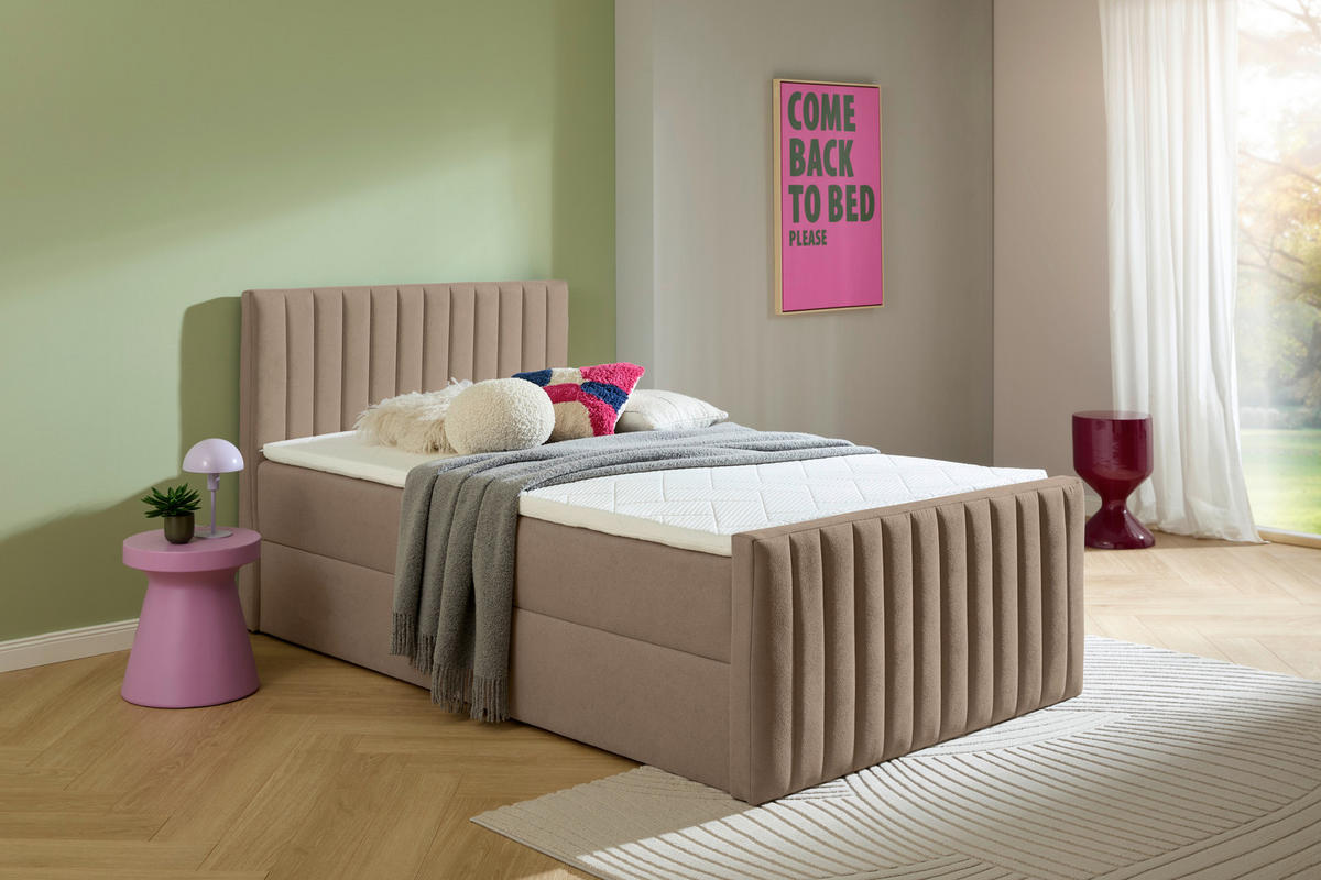 BOXBETT 90/200 cm  in Taupe  - Taupe/Schwarz, KONVENTIONELL, Kunststoff/Textil (90/200cm) - Boxxx