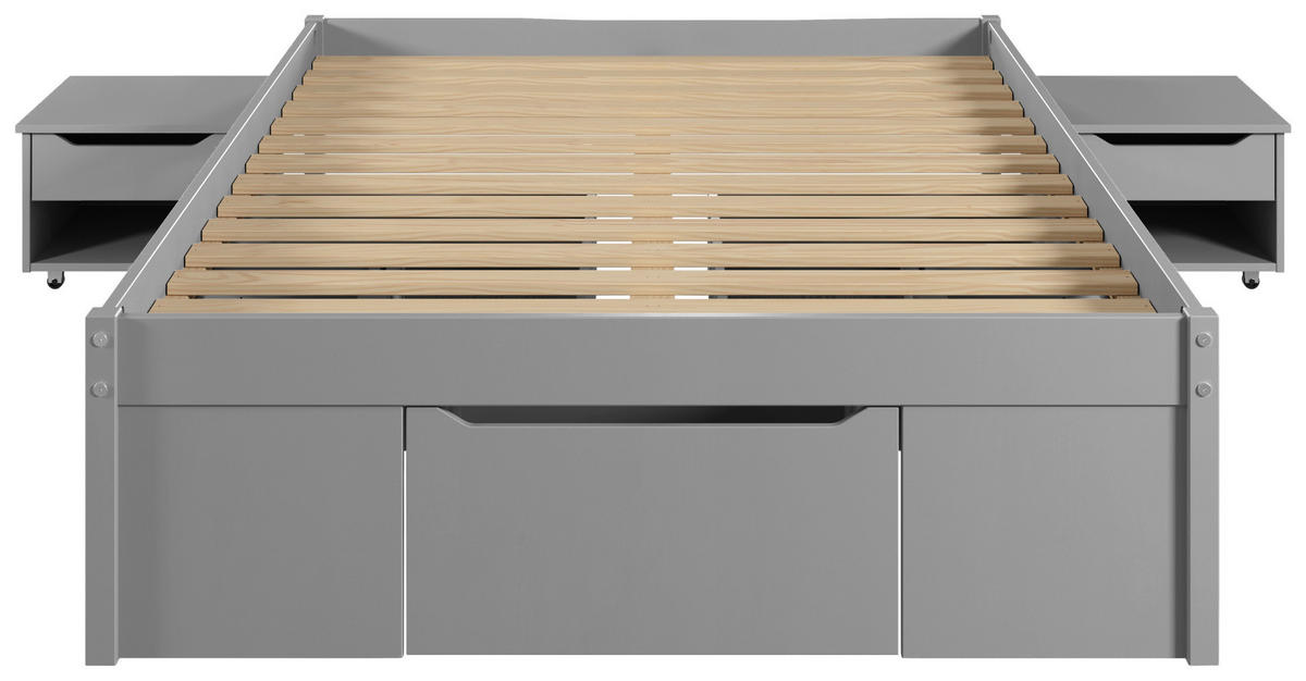 KREVET S PROSTOR. ZA ODLAGANJ   140/200 cm   siva  - siva/prirodne boje, Basics, drvni materijal/drvo (140/200cm) - MID.YOU