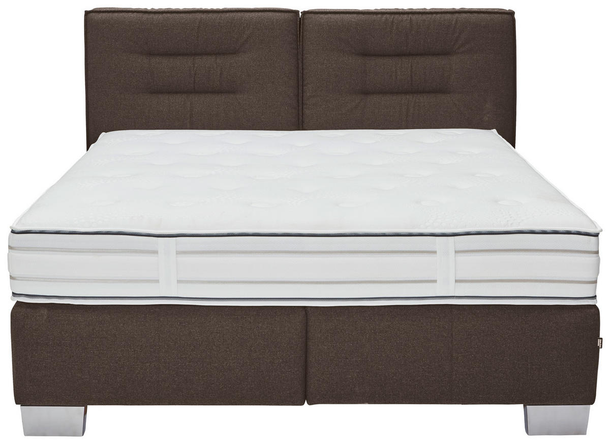 BOXSPRINGBETT 160/200 cm  in Dunkelbraun  - Chromfarben/Dunkelbraun, KONVENTIONELL, Textil (160/200cm) - Dieter Knoll