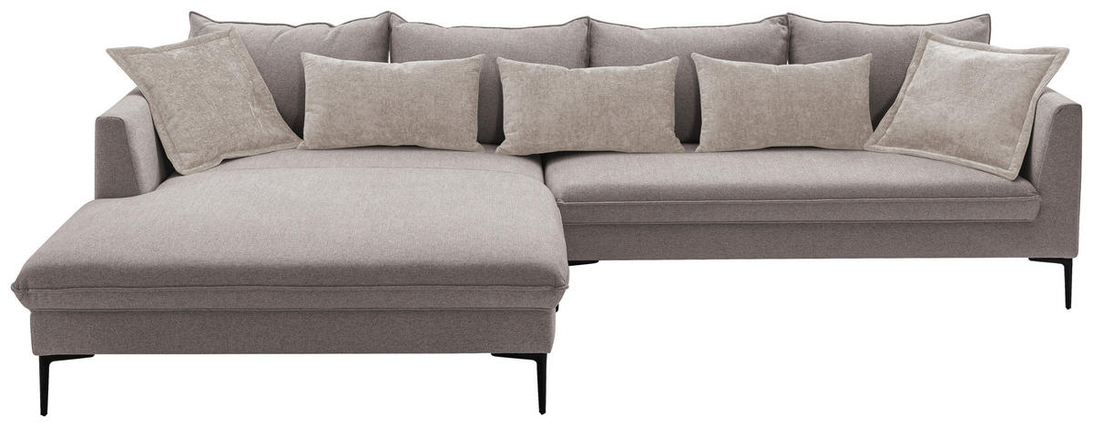ECKSOFA PIAZZA Taupe Flachgewebe  - Taupe/Beige, Design, Textil/Metall (187/321cm) - Livetastic