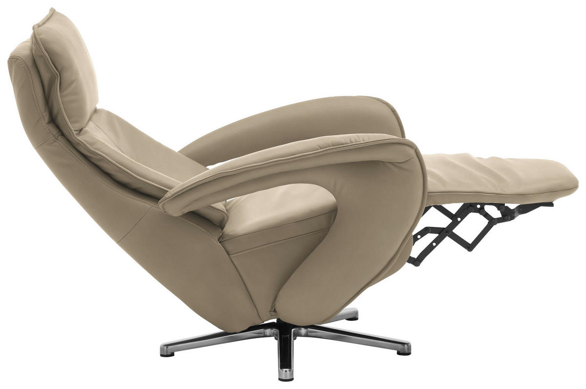 RELAXSESSEL in Leder Beige  - Chromfarben/Beige, Design, Leder/Metall (77/110/87cm) - Valdera