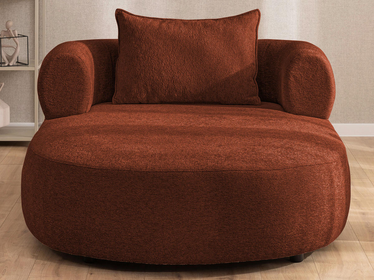 XXL-SESSEL Chenille Rostfarben    - Rostfarben/Schwarz, Design, Kunststoff/Textil (122/76/156cm) - Livetastic