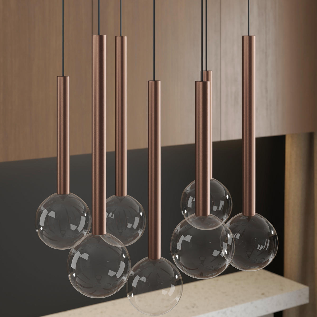 ZÁVESNÉ LED SVIETIDLO, 40/180 cm  - číra/čierna, Design, kov/sklo (40/180cm) - Dieter Knoll