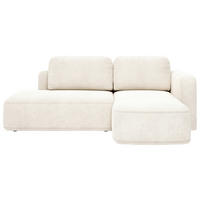 ECKSOFA Naturfarben Chenille Rückenkissen, Bettkasten, Schlaffunktion, Rücken echt, Liegefläche im Originalstoff  - Schwarz/Naturfarben, KONVENTIONELL, Kunststoff/Textil (244/160cm) - Milino