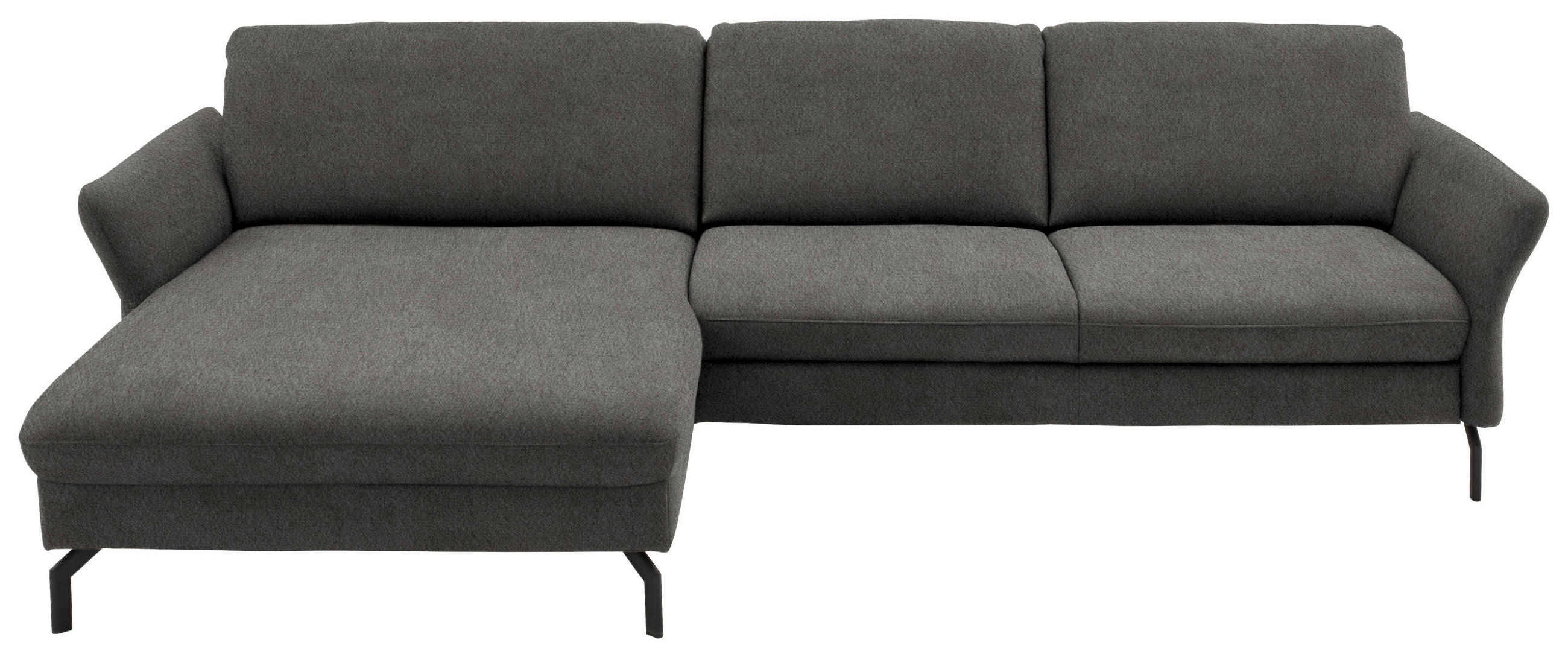ECKSOFA in Velours Grau  - Schwarz/Grau, Design, Textil/Metall (179/306cm) - Beldomo System