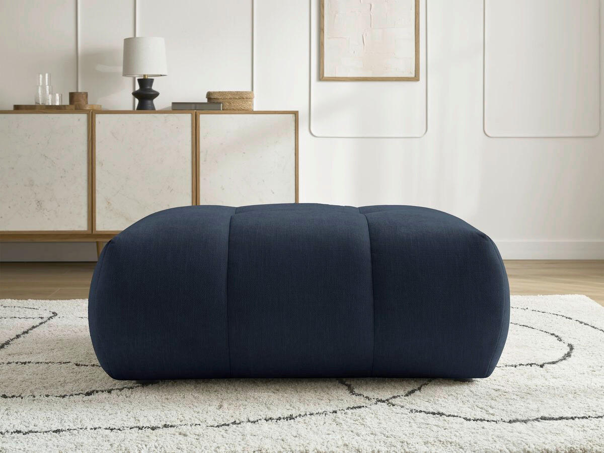 HOCKER FUJI  Leinenoptik Dunkelblau  - Schwarz/Dunkelblau, MODERN, Kunststoff/Textil (112/44/80cm)