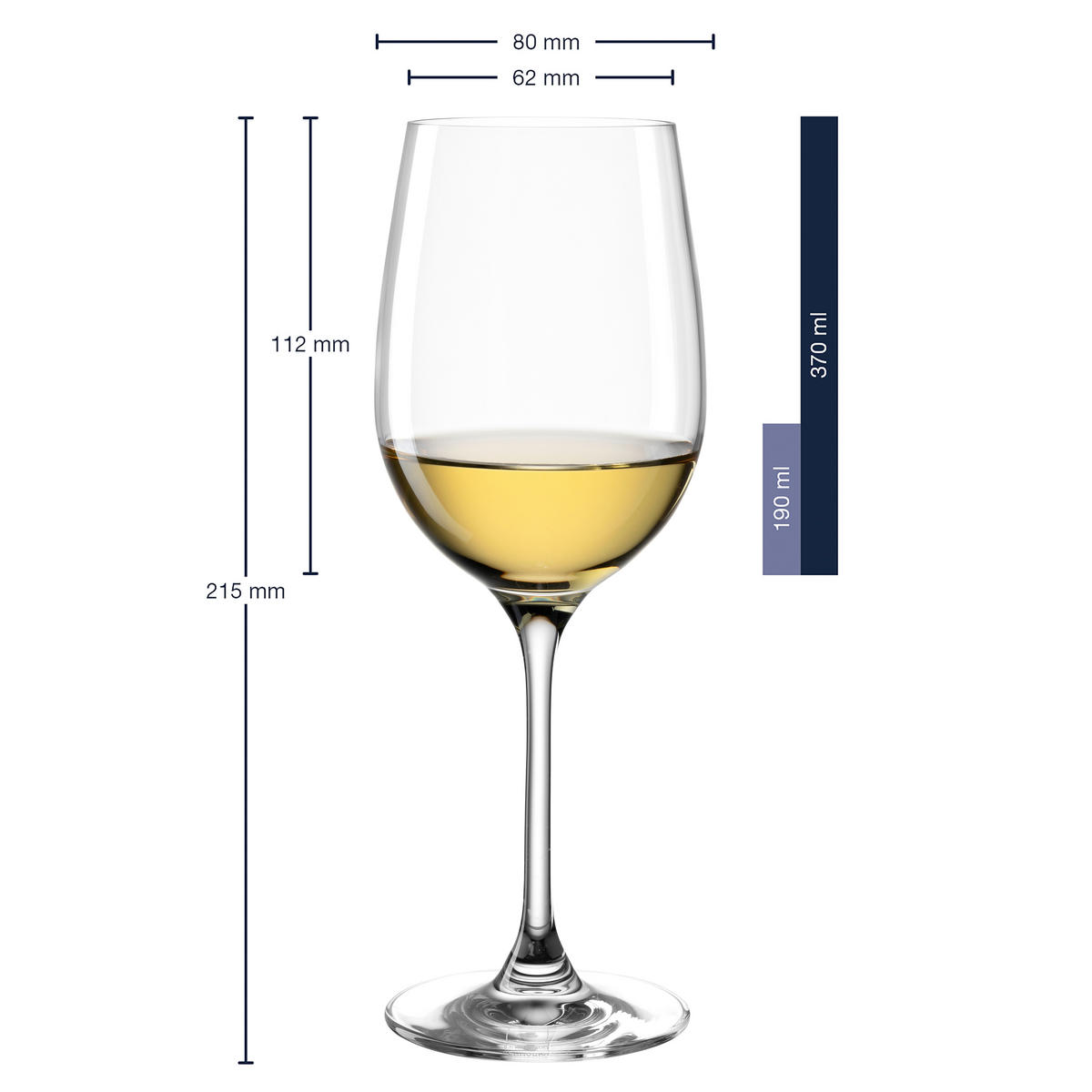 ČAŠA ZA BELO VINO  380 ml  - prozirna, Konvencionalno, staklo (22cm) - Leonardo
