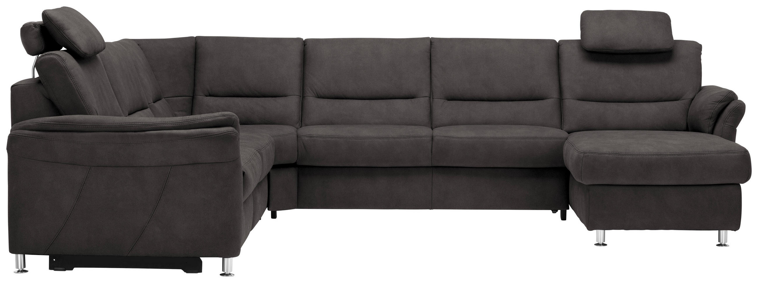 WOHNLANDSCHAFT  Mikrofaser Anthrazit  - Anthrazit/Alufarben, Konventionell, Textil/Metall (262/335/173cm) - Beldomo System