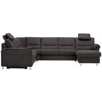 SOFFA i mikrofiber antracit  - aluminiumfärg/antracit, Klassisk, metall/textil (262/335/173cm) - Beldomo System