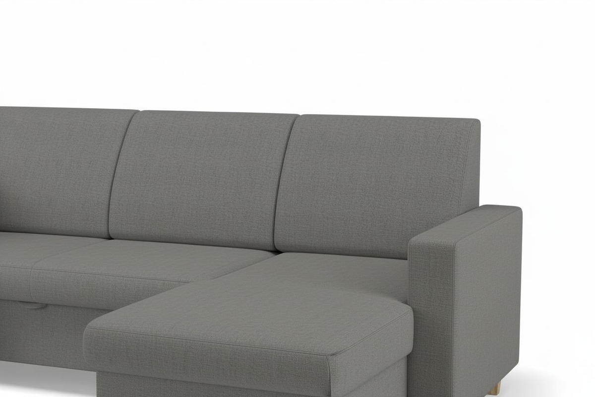 WOHNLANDSCHAFT NIKAS Grau Bouclé  - Buchefarben/Grau, Design, Holz/Textil (310/198/145cm) - MID.YOU