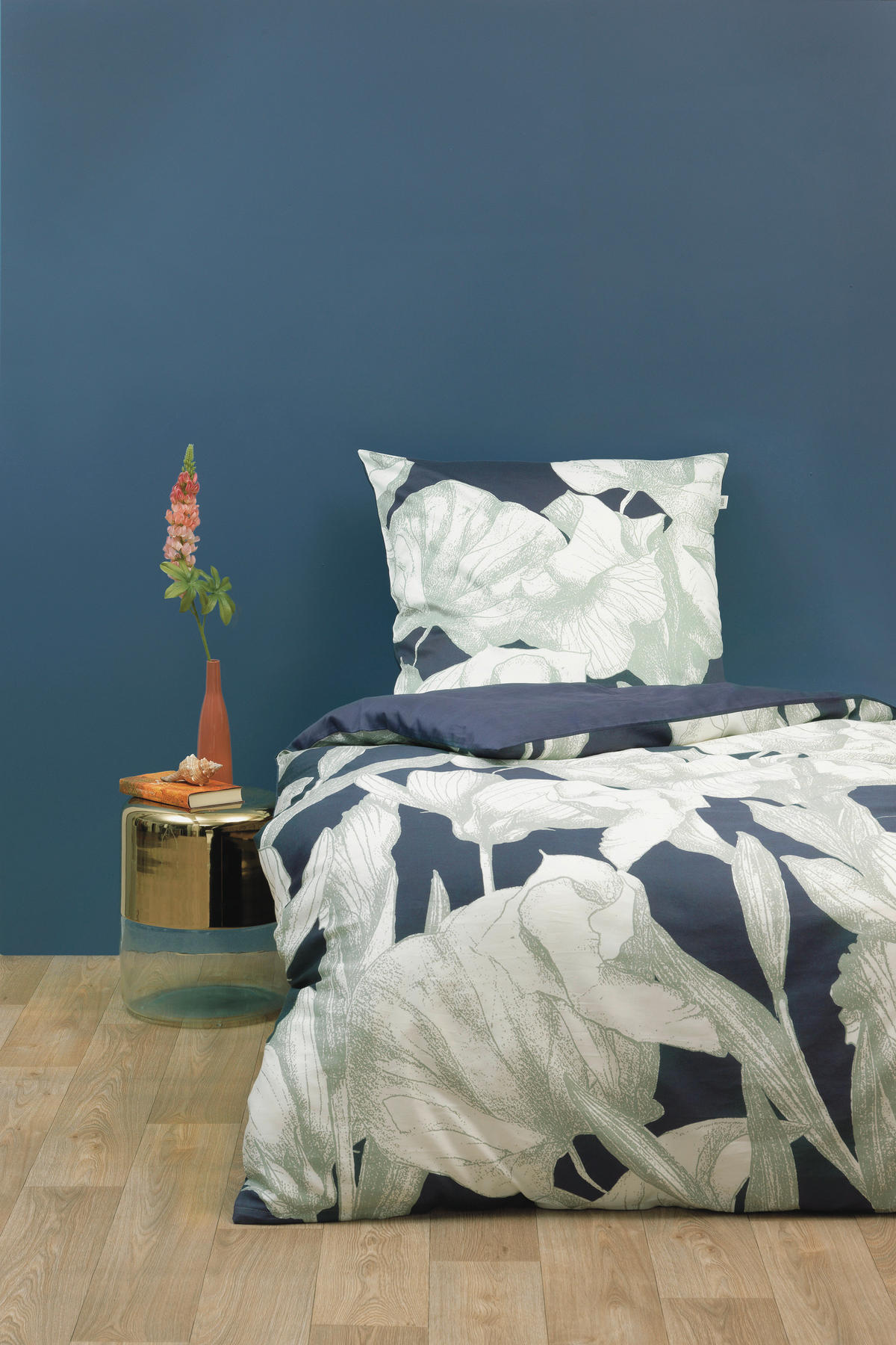 WENDEBETTWÄSCHE Camille Satin 135/200 cm  - Beige/Dunkelblau, Design, Textil (135/200cm) - Schöner Wohnen