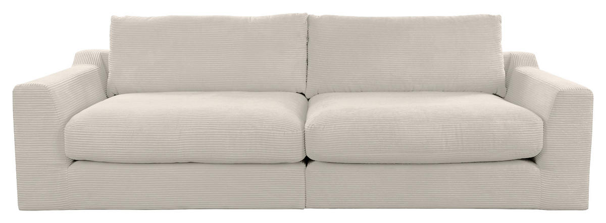 BIGSOFA in Cord Creme  - Creme/Schwarz, Design, Kunststoff/Textil (276/90/109cm) - home24