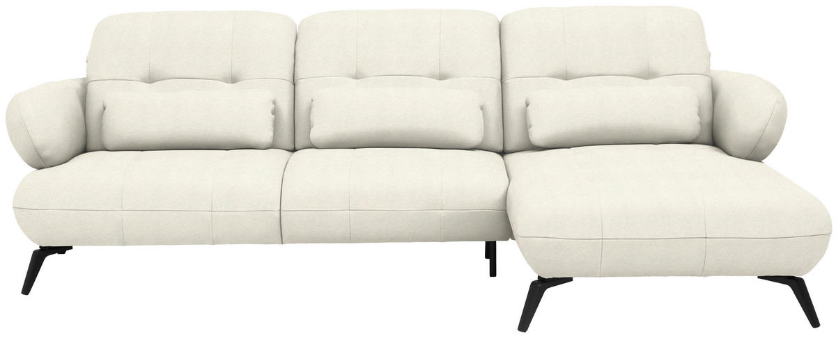 ECKSOFA Flachgewebe Naturfarben  - Schwarz/Naturfarben, Design, Textil/Metall (282/189cm) - Novel