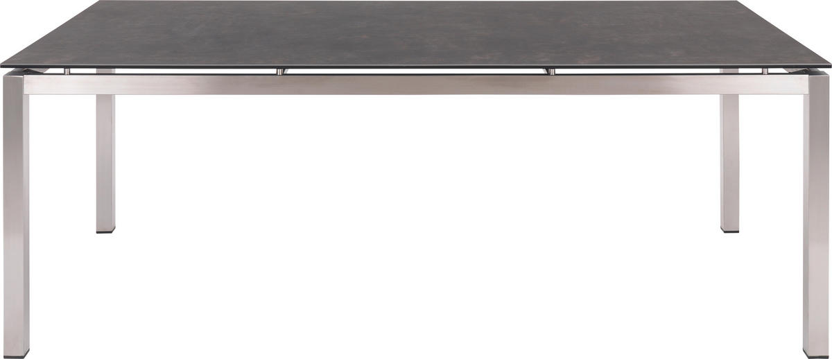 ZÁHRADNÝ STÔL, kov, sklo, 200/100/75 cm - farba ušľachtilej ocele/tmavosivá, Design, kov/sklo (200/100/75cm) - Amatio
