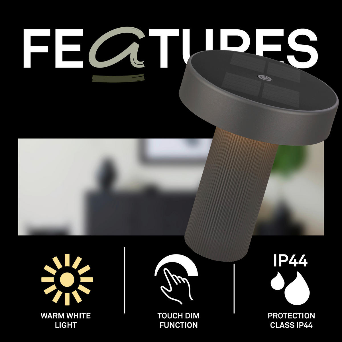 AKKU-TISCHLEUCHTE 16/20 cm  - Anthrazit, Design, Kunststoff (16/20cm)