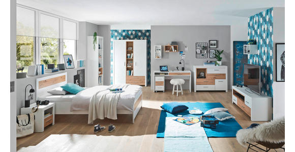 JUGENDZIMMER - Weiß/Eiche Artisan, KONVENTIONELL, Holzwerkstoff (120/200cm) - Xora