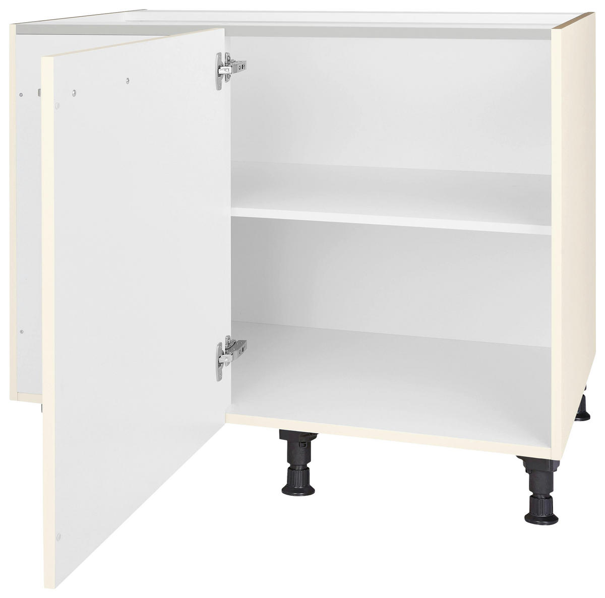 ECKUNTERSCHRANK 125/87/65 cm  - Edelstahlfarben/Magnolie, MODERN, Holzwerkstoff/Metall (125/87/65cm) - Nobilia