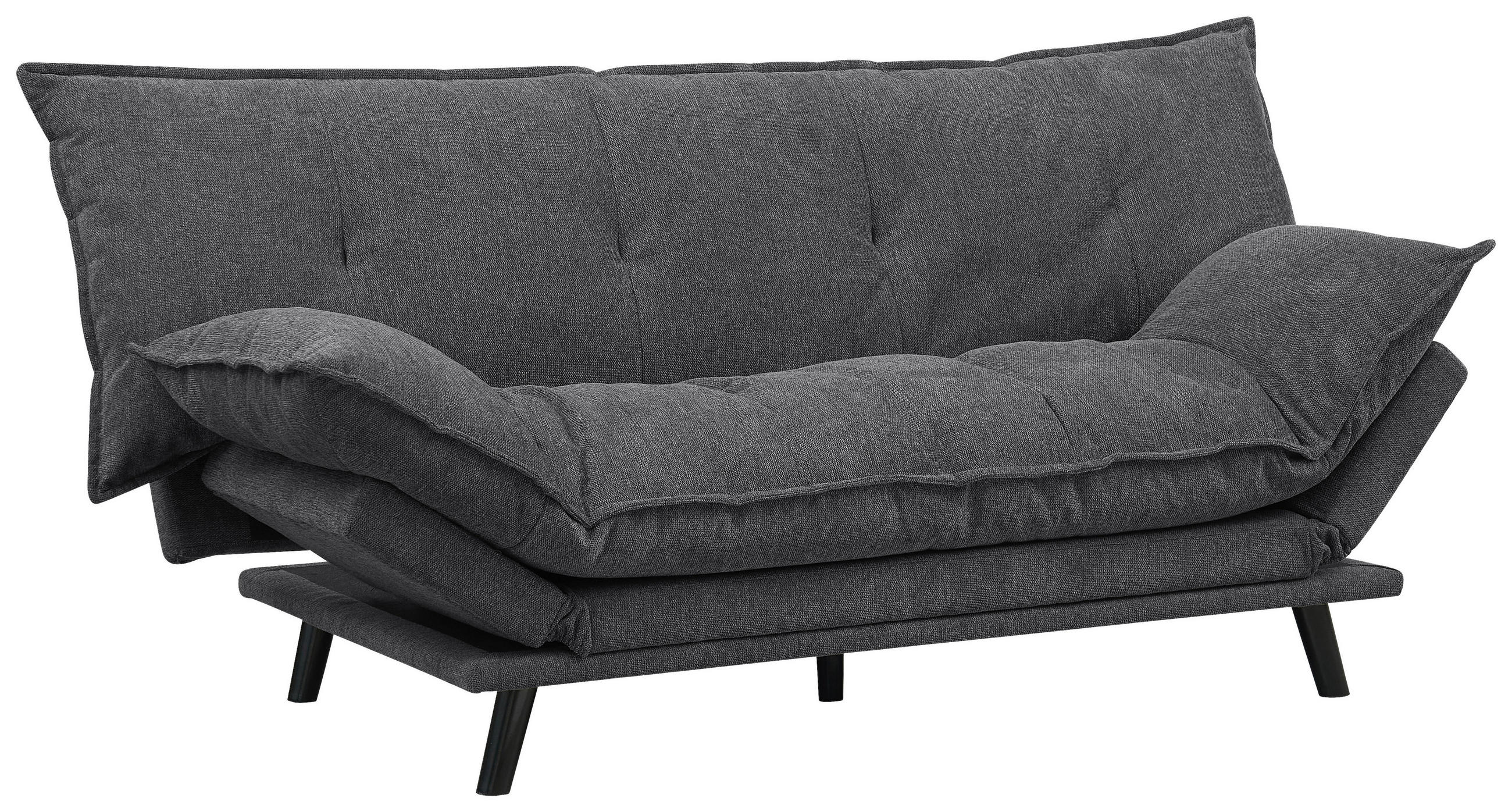 SCHLAFSOFA Webstoff Dunkelgrau  - Dunkelgrau/Schwarz, Design, Holz/Textil (196/83/82cm) - Ti'me