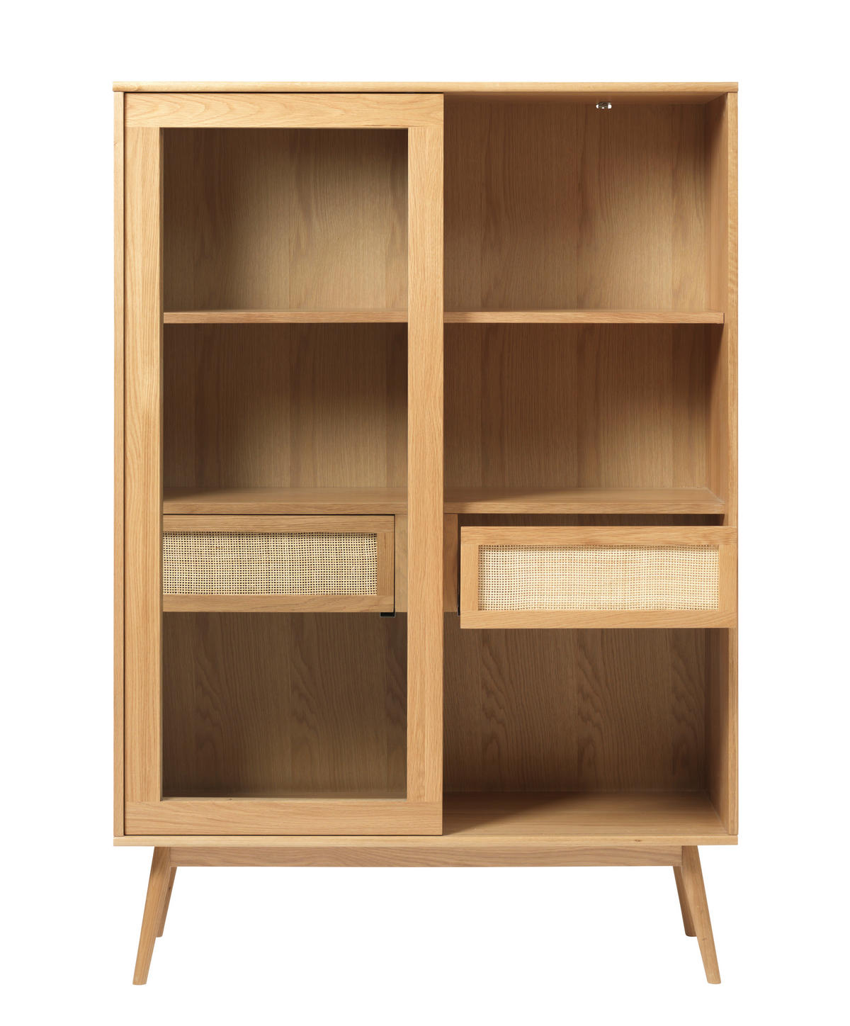 HIGHBOARD  in 90/160/45 cm  - Eichefarben/Naturfarben, Trend, Glas/Naturmaterialien (90/160/45cm) - Carryhome