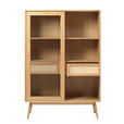 HIGHBOARD furniert Eichefarben, Naturfarben Einlegeböden  - Eichefarben/Naturfarben, Trend, Naturmaterialien/Glas (90/160/45cm) - Carryhome