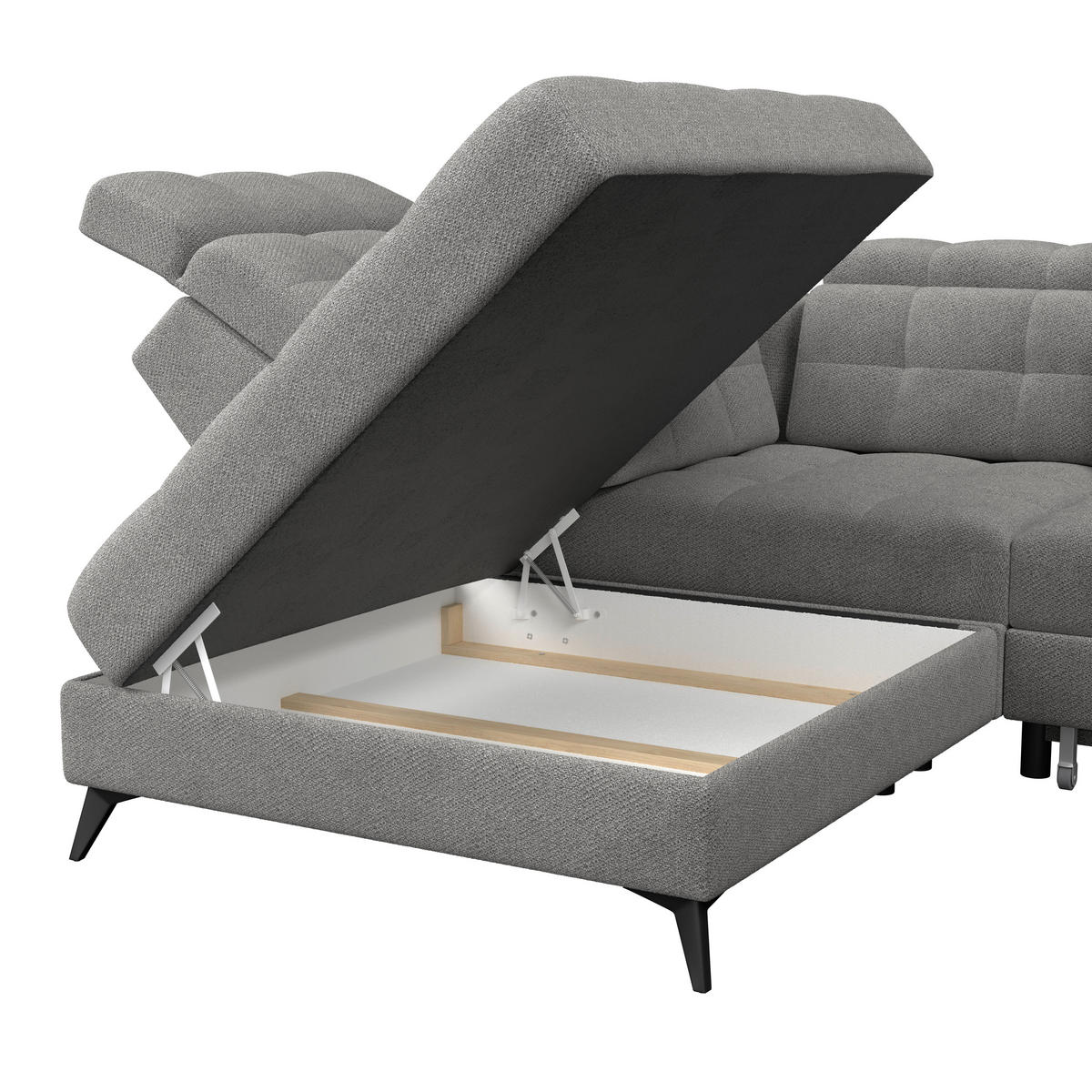 HÖRNSOFFA i velour mörkgrå  - mörkgrå/svart, Romantik / Lanthus, metall/textil (228/289cm) - MID.YOU