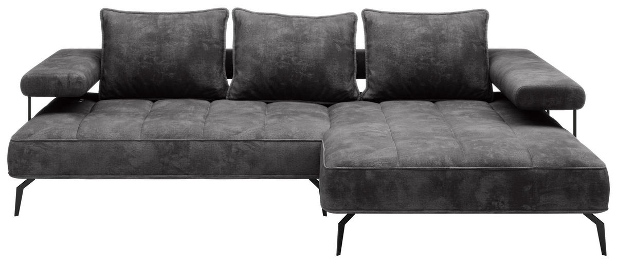 KUTNA GARNITURA tekstil  tamno siva   - tamno siva/crna, Design, tekstil/metal (266/180cm) - Welnova