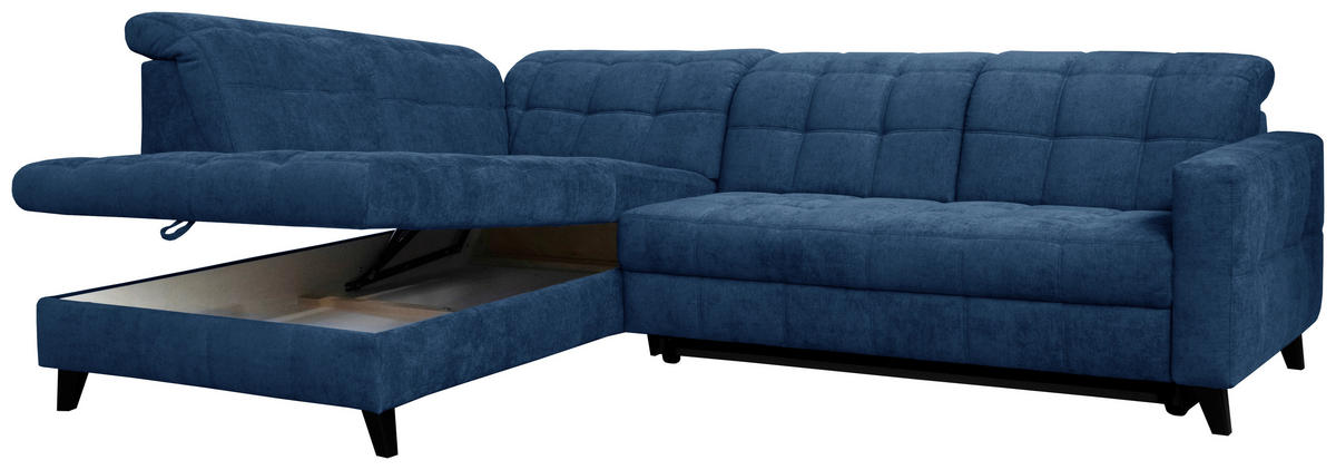 ROHOVÁ SEDACIA SÚPRAVA, textil, modrá - čierna/modrá, Design, drevo/textil (216/297cm) - Xora