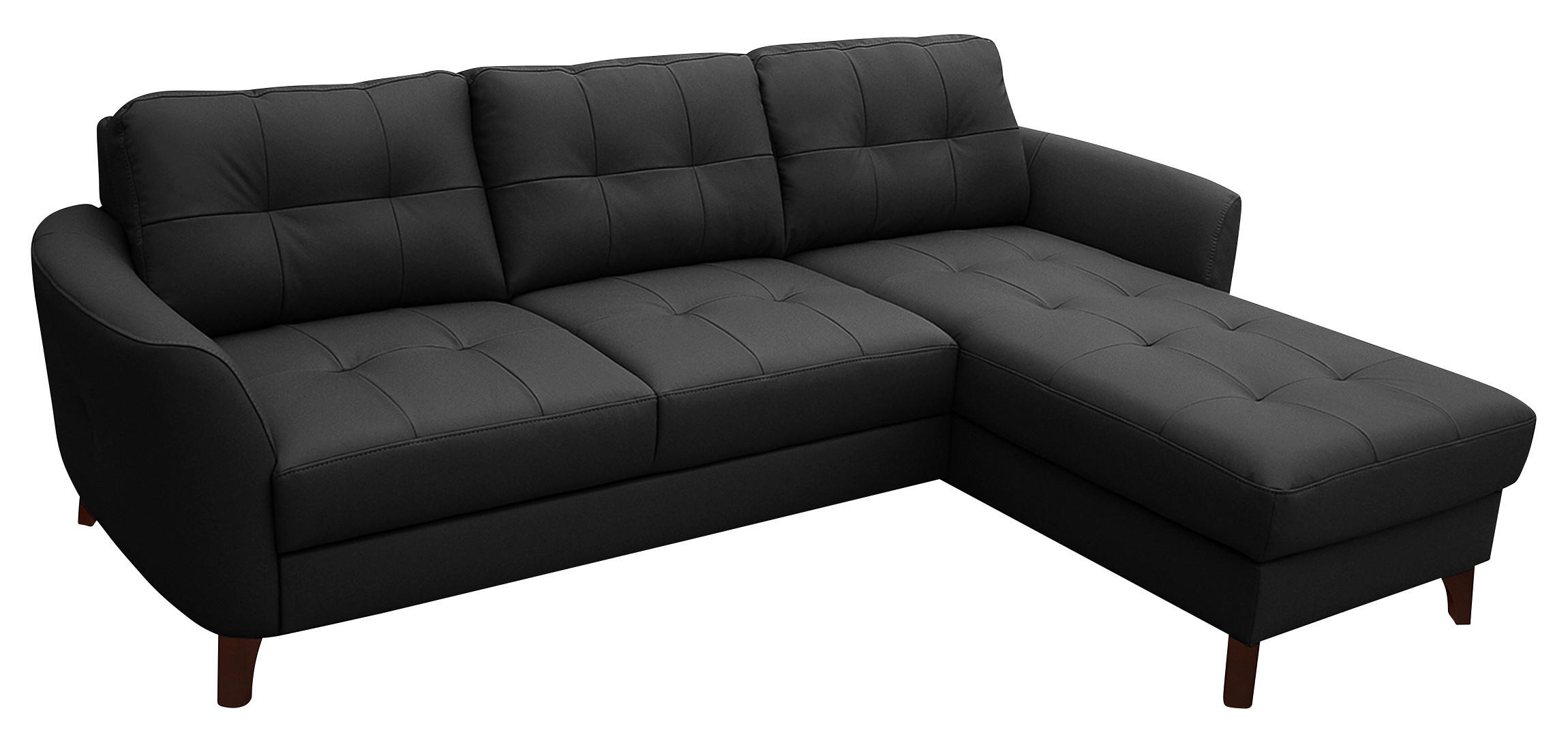 Thumbnail - Livetastic Ecksofa, Schwarz, Textil, Leder, Echtleder, Rindleder, Buche, 3-Sitzer, Ottomane rechts, L-Form, 238x168 cm, ...