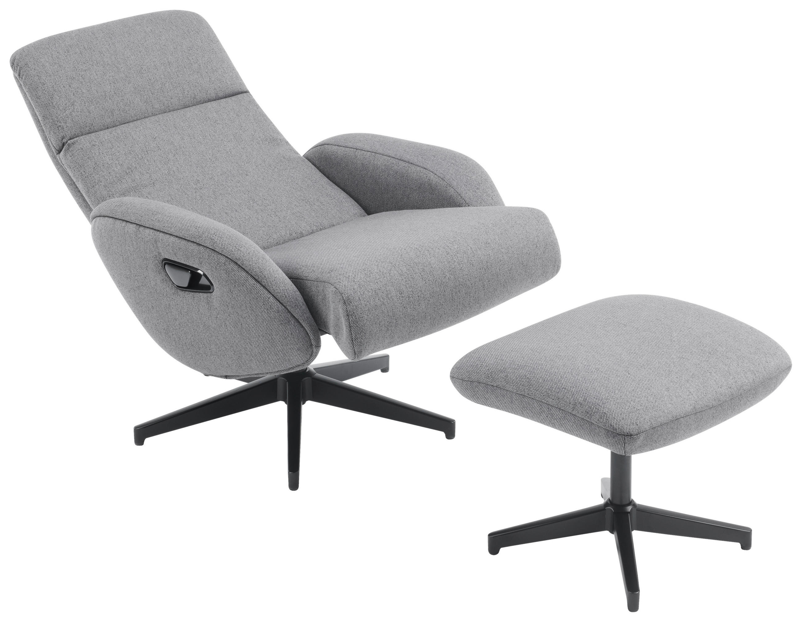 RELAXSESSELSET Webstoff Hocker    - Schwarz/Grau, Design, Textil/Metall (77/107/75cm) - Livetastic