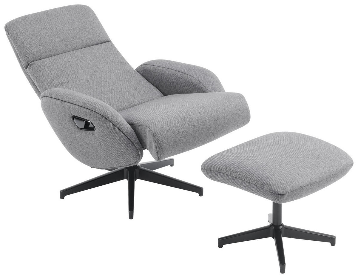 RELAXSESSELSET in Textil Grau  - Schwarz/Grau, Design, Textil/Metall (77/107/75cm) - Livetastic