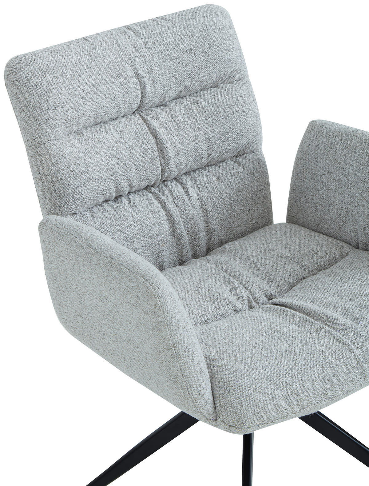 ARMLEHNSTUHL  Sitzfläche 360° drehbar Leinenoptik  Schwarz, Hellgrau  - Hellgrau/Schwarz, Design, Textil/Metall (62/86/65cm) - Dieter Knoll