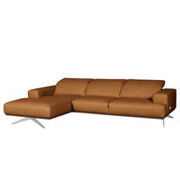 ECKSOFA  in Echtleder Cognac  187/295 cm  - Chromfarben/Cognac, Design, Leder/Metall (187/295cm) - Livetastic